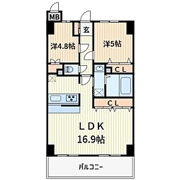 ブルールイイヅカ 2LDKの間取図画像
