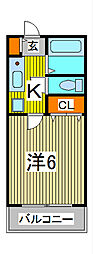ロジマン蕨2 1Kの間取図画像