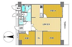 クラウンハイム住吉 3LDKの間取図画像