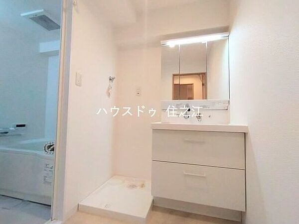 三面鏡の裏に収納もできるので日用品がストックできます