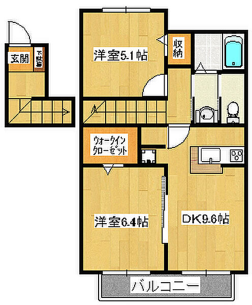 シェルガーデン 201｜千葉県市川市曽谷1丁目(賃貸アパート2DK・2階・54.49㎡)の写真 その2