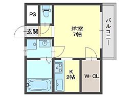 我逢人 1階1Kの間取り