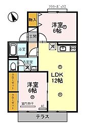 グリーンタウン杉原　Ｅ棟 1階2LDKの間取り