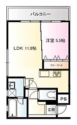 京町キングダム 3階1LDKの間取り