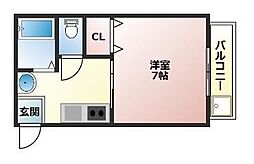 グリーンヴィラ里 1Kの間取図画像