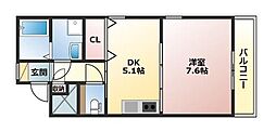ハミルトンプリンセス 1DKの間取図画像