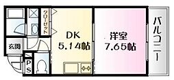 ハミルトンプリンセス 1DKの間取図画像