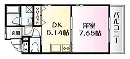 ハミルトンプリンセス 1DKの間取図画像