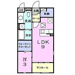 ラフェリア 1LDKの間取図画像