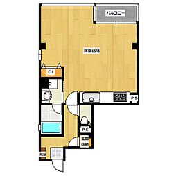 ピッコロチェドロ 3階ワンルームの間取り