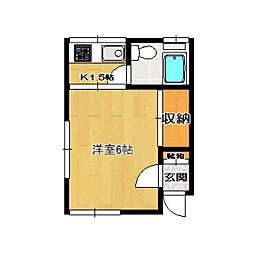 大野荘 1Kの間取図画像