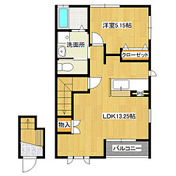 KタウンII 2階1LDKの間取り