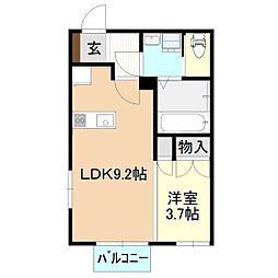 リッチハウス 2階ワンルームの間取り
