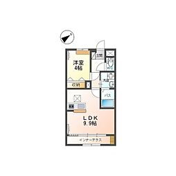 ロードスター 1階1LDKの間取り