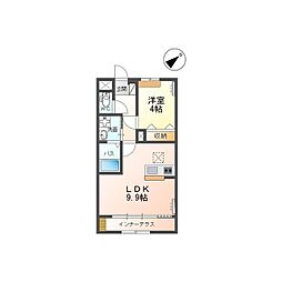 ロードスター 1階1LDKの間取り