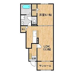 N1 1LDKの間取図画像