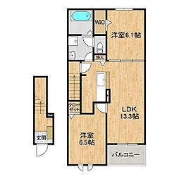 N1 2LDKの間取図画像