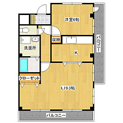 ツインパレス24B 1LDKの間取図画像
