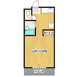 サンフローラB ワンルームの間取図画像