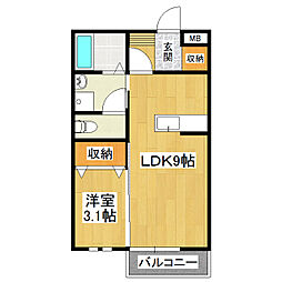 シャンスパレス・Z 1LDKの間取図画像