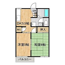 フローラルハイツ 2DKの間取図画像