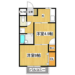 サクラハイムA 2Kの間取図画像
