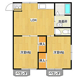 シャルマンハイツA 2LDKの間取図画像