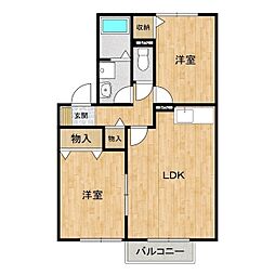 サニーホームズC 2LDKの間取図画像