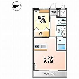 サンシャインヒル 1LDKの間取図画像