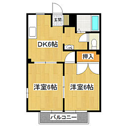 昴ハイツI 2DKの間取図画像
