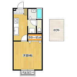 セジュールMAI 1Kの間取図画像
