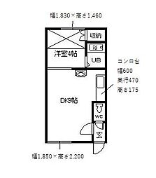ハンドレットヴィレッジG 1DKの間取図画像