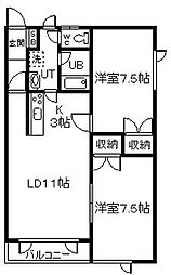 キャスル永山 2LDKの間取図画像