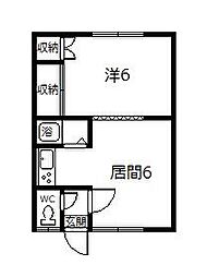 新富11ハイツ 1DKの間取図画像