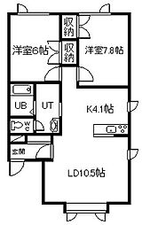 メルシー末広 2LDKの間取図画像