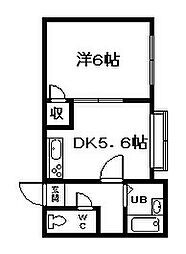 パリオ5・8 1DKの間取図画像