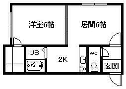 ミキハウス 1DKの間取図画像