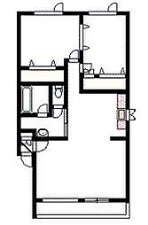 コーポ栗栖B棟 2LDKの間取図画像