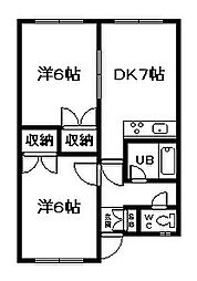 大雪スカイコーポ 2DKの間取図画像
