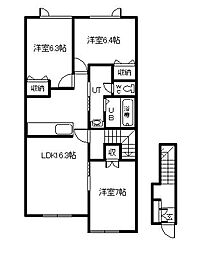 しべつマンション1 3LDKの間取図画像
