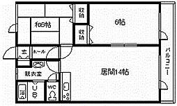 グランビューハイツ 2LDKの間取図画像