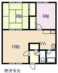 開本コーポ2 2LDKの間取図画像
