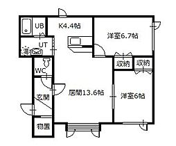 ハイツ福寿1 2LDKの間取図画像