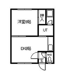 永山8・8コーポ 1DKの間取図画像
