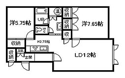 タウンズ秋月C 2LDKの間取図画像