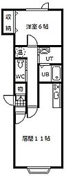 コムハウス5 1LDKの間取図画像
