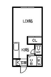 メゾンクードソレイユ ワンルームの間取図画像