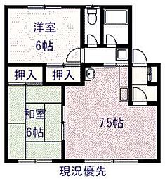 上田第1レジデンス 2LDKの間取図画像