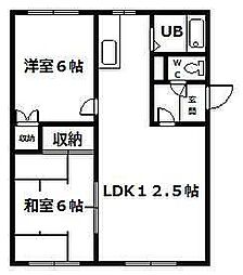 グランビュー豊岡 2LDKの間取図画像