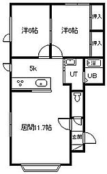 フェンネル 2LDKの間取図画像